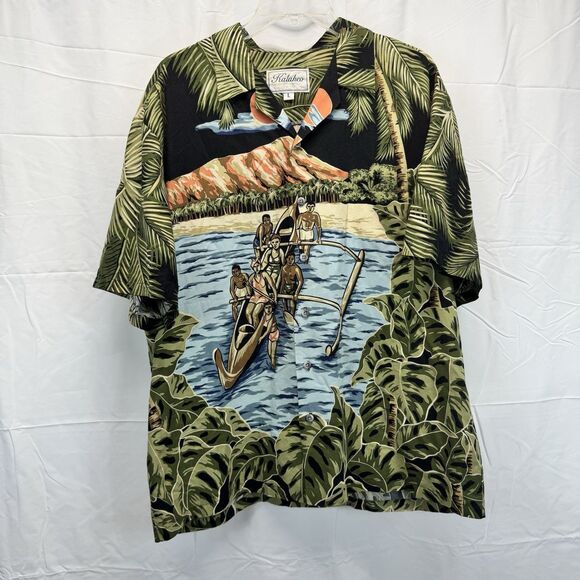 Kalaheo Other - Kalaheo Kamehameha Hawaiian Aloha Camp Shirt L Diamond Head Vtg Boat Sun Surf